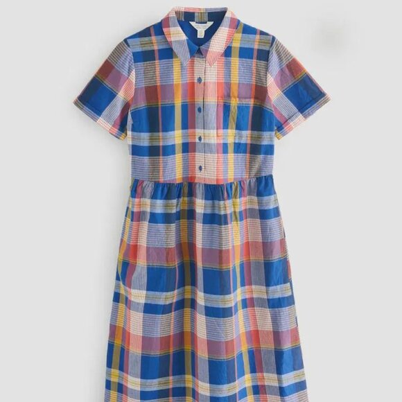 New Seasalt Cornwall sustainable tartan checks cotton summer dress size 10-12 - Picture 1 of 5